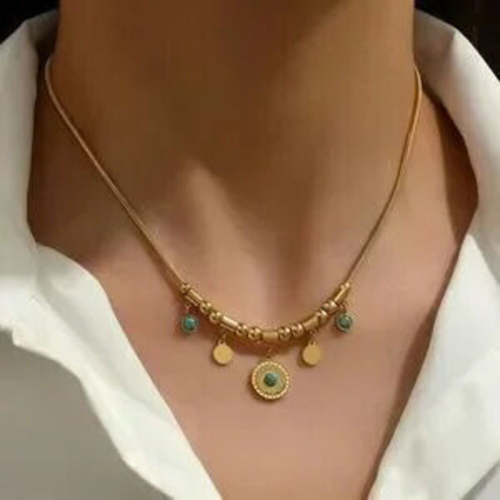 Luxe Stainless Steel Gold Tone Pendants Necklace